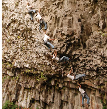 One of the more challenging routes at the rock climbing wall in Boquete, Panama